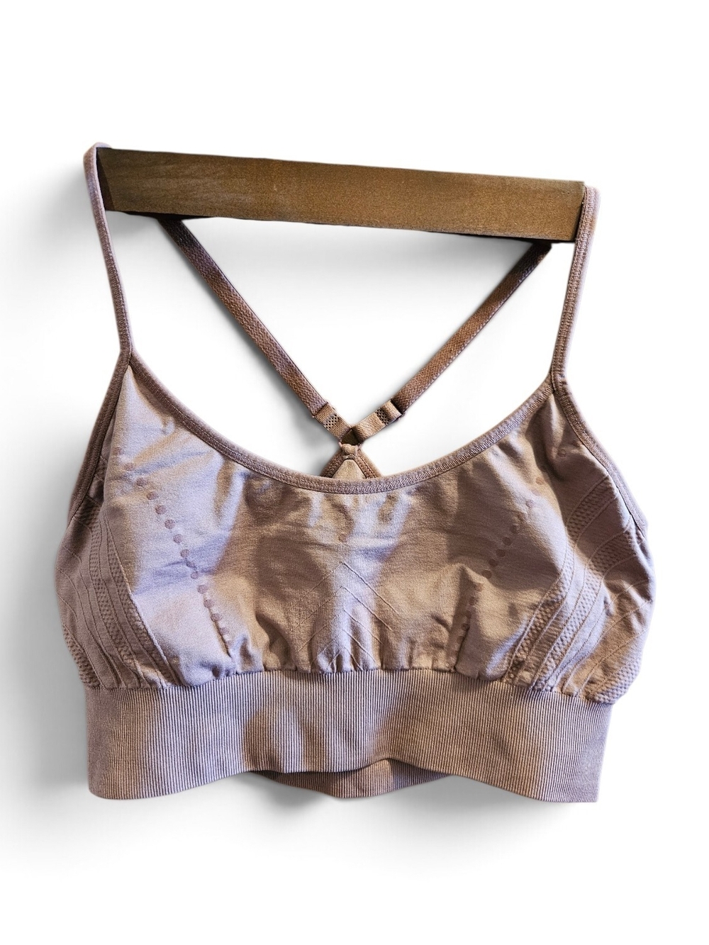 Seamless Taupe Wireless Bralette with Crisscross Back